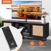 imageVEVOR Rattan TV Stand Boho TV Cabinet for 55 inch TV Mid Century Modern TV Stand Rattan TV Console with Adjustable Shelfs for Living Room Media Room BlackBlack