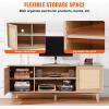 imageVEVOR Rattan TV Stand Boho TV Cabinet for 55 inch TV Mid Century Modern TV Stand Rattan TV Console with Adjustable Shelfs for Living Room Media Room BlackOak