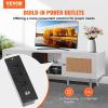 imageVEVOR Rattan TV Stand Boho TV Cabinet for 55 inch TV Mid Century Modern TV Stand Rattan TV Console with Adjustable Shelfs for Living Room Media Room BlackWhite