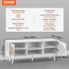 imageVEVOR Rattan TV Stand Boho TV Cabinet for 55 inch TV Mid Century Modern TV Stand Rattan TV Console with Adjustable Shelfs for Living Room Media Room BlackWhite