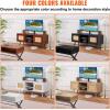 imageVEVOR Rattan TV Stand Boho TV Cabinet for 55 inch TV Mid Century Modern TV Stand Rattan TV Console with Adjustable Shelfs for Living Room Media Room BlackWalnut