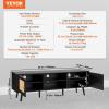 imageVEVOR Rattan TV Stand Boho TV Cabinet for 55 inch TV Mid Century Modern TV Stand Rattan TV Console with Adjustable Shelfs for Living Room Media Room BlackBlack