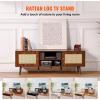 imageVEVOR Rattan TV Stand Boho TV Cabinet for 55 inch TV Mid Century Modern TV Stand Rattan TV Console with Adjustable Shelfs for Living Room Media Room BlackWalnut