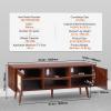 imageVEVOR Rattan TV Stand Boho TV Cabinet for 55 inch TV Mid Century Modern TV Stand Rattan TV Console with Adjustable Shelfs for Living Room Media Room BlackWalnut