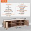 imageVEVOR Rattan TV Stand Boho TV Cabinet for 55 inch TV Mid Century Modern TV Stand Rattan TV Console with Adjustable Shelfs for Living Room Media Room BlackOak