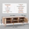 imageVEVOR Rattan TV Stand Boho TV Cabinet for 55 inch TV Mid Century Modern TV Stand Rattan TV Console with Adjustable Shelfs for Living Room Media Room BlackOak