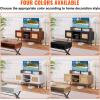imageVEVOR Rattan TV Stand Boho TV Cabinet for 55 inch TV Mid Century Modern TV Stand Rattan TV Console with Adjustable Shelfs for Living Room Media Room BlackWhite