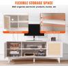 imageVEVOR Rattan TV Stand Boho TV Cabinet for 55 inch TV Mid Century Modern TV Stand Rattan TV Console with Adjustable Shelfs for Living Room Media Room BlackWhite
