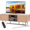 imageVEVOR Rattan TV Stand Boho TV Cabinet for 55 inch TV Mid Century Modern TV Stand Rattan TV Console with Adjustable Shelfs for Living Room Media Room BlackOak