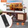 imageVEVOR Rattan TV Stand Boho TV Cabinet for 55 inch TV Mid Century Modern TV Stand Rattan TV Console with Adjustable Shelfs for Living Room Media Room BlackWalnut