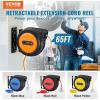 imageVEVOR Retractable Extension Cord Reel 50 FT Heavy Duty 14AWG3C SJTOW Extension Power Cord with Lighted Triple Tap Outlet 13A Circuit Breaker 180 Swivel Bracket for Ceiling or Wall Mount RedOrange  Black