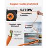 imageVEVOR Retractable Extension Cord Reel 50 FT Heavy Duty 14AWG3C SJTOW Extension Power Cord with Lighted Triple Tap Outlet 13A Circuit Breaker 180 Swivel Bracket for Ceiling or Wall Mount RedOrange  Black