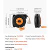 imageVEVOR Retractable Extension Cord Reel 50 FT Heavy Duty 14AWG3C SJTOW Extension Power Cord with Lighted Triple Tap Outlet 13A Circuit Breaker 180 Swivel Bracket for Ceiling or Wall Mount RedOrange  Black