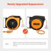 imageVEVOR Retractable Extension Cord Reel 50 FT Heavy Duty 14AWG3C SJTOW Extension Power Cord with Lighted Triple Tap Outlet 13A Circuit Breaker 180 Swivel Bracket for Ceiling or Wall Mount RedOrange  Black