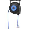 imageVEVOR Retractable Extension Cord Reel 50 FT Heavy Duty 14AWG3C SJTOW Extension Power Cord with Lighted Triple Tap Outlet 13A Circuit Breaker 180 Swivel Bracket for Ceiling or Wall Mount RedBlue
