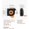imageVEVOR Retractable Extension Cord Reel 50 FT Heavy Duty 14AWG3C SJTOW Extension Power Cord with Lighted Triple Tap Outlet 13A Circuit Breaker 180 Swivel Bracket for Ceiling or Wall Mount RedOrange  Black