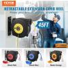 imageVEVOR Retractable Extension Cord Reel 50 FT Heavy Duty 14AWG3C SJTOW Extension Power Cord with Lighted Triple Tap Outlet 13A Circuit Breaker 180 Swivel Bracket for Ceiling or Wall Mount RedYellow