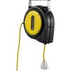 imageVEVOR Retractable Extension Cord Reel 50 FT Heavy Duty 14AWG3C SJTOW Extension Power Cord with Lighted Triple Tap Outlet 13A Circuit Breaker 180 Swivel Bracket for Ceiling or Wall Mount RedYellow