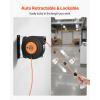 imageVEVOR Retractable Extension Cord Reel 50 FT Heavy Duty 14AWG3C SJTOW Extension Power Cord with Lighted Triple Tap Outlet 13A Circuit Breaker 180 Swivel Bracket for Ceiling or Wall Mount RedOrange  Black