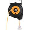 imageVEVOR Retractable Extension Cord Reel 50 FT Heavy Duty 14AWG3C SJTOW Extension Power Cord with Lighted Triple Tap Outlet 13A Circuit Breaker 180 Swivel Bracket for Ceiling or Wall Mount RedOrange  Black