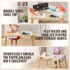 imageVEVOR Sensory Table for Toddlers Kids Activity Table with 3 Foldable Storage Bins ampamp Paper Roll Holder IndoorOutdoor Play Sand and Water Table Wooden Kids Sensory Drawing Table Gift for Boys Girls