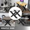 imageVEVOR Set of 2 Steel Table Legs 28 Height 30 Wide Heavy Duty 31 Square Box Section X Frame 28x30x31 Inch Black Color Industrial Country Style Metal Dining LegsBlack
