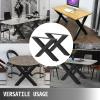 imageVEVOR Set of 2 Steel Table Legs 28 Height 30 Wide Heavy Duty 31 Square Box Section X Frame 28x30x31 Inch Black Color Industrial Country Style Metal Dining LegsBlack