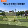 imageVEVOR Soccer TrainerPortable Soccer Rebounder Net Iron Soccer Practice Equipment Sports Football Rebounder Wall with Portable Bag Perfect for Team Solo Training Passing Volley2in1 Nets6x4FT