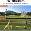 imageVEVOR Soccer TrainerPortable Soccer Rebounder Net Iron Soccer Practice Equipment Sports Football Rebounder Wall with Portable Bag Perfect for Team Solo Training Passing Volley2in1 Nets6x4FT