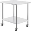 imageVEVOR Stainless Steel Work Table 30 x 48 x 38 Inch with 4 Wheels 3 Adjustable Height Levels Heavy Duty Food Prep Worktable for Commercial Kitchen Restaurant Silver30 x 18 x 38 Inch