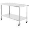 imageVEVOR Stainless Steel Work Table 30 x 48 x 38 Inch with 4 Wheels 3 Adjustable Height Levels Heavy Duty Food Prep Worktable for Commercial Kitchen Restaurant Silver30 x 60 x 38 Inch