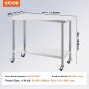 imageVEVOR Stainless Steel Work Table 30 x 48 x 38 Inch with 4 Wheels 3 Adjustable Height Levels Heavy Duty Food Prep Worktable for Commercial Kitchen Restaurant Silver24 x 48 x 38 Inch