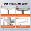 imageVEVOR Stainless Steel Work Table 30 x 48 x 38 Inch with 4 Wheels 3 Adjustable Height Levels Heavy Duty Food Prep Worktable for Commercial Kitchen Restaurant Silver30 x 60 x 38 Inch