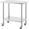 imageVEVOR Stainless Steel Work Table 30 x 48 x 38 Inch with 4 Wheels 3 Adjustable Height Levels Heavy Duty Food Prep Worktable for Commercial Kitchen Restaurant Silver24 x 36 x 38 Inch