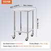 imageVEVOR Stainless Steel Work Table 30 x 48 x 38 Inch with 4 Wheels 3 Adjustable Height Levels Heavy Duty Food Prep Worktable for Commercial Kitchen Restaurant Silver24 x 24 x 38 Inch