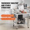 imageVEVOR Stainless Steel Work Table 30 x 48 x 38 Inch with 4 Wheels 3 Adjustable Height Levels Heavy Duty Food Prep Worktable for Commercial Kitchen Restaurant Silver24 x 36 x 38 Inch
