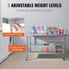 imageVEVOR Stainless Steel Work Table 30 x 48 x 38 Inch with 4 Wheels 3 Adjustable Height Levels Heavy Duty Food Prep Worktable for Commercial Kitchen Restaurant Silver30 x 60 x 38 Inch