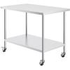 imageVEVOR Stainless Steel Work Table 30 x 48 x 38 Inch with 4 Wheels 3 Adjustable Height Levels Heavy Duty Food Prep Worktable for Commercial Kitchen Restaurant Silver30 x 48 x 38 Inch