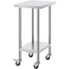 imageVEVOR Stainless Steel Work Table 30 x 48 x 38 Inch with 4 Wheels 3 Adjustable Height Levels Heavy Duty Food Prep Worktable for Commercial Kitchen Restaurant Silver24 x 18 x 38 Inch