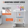imageVEVOR Stainless Steel Work Table 30 x 48 x 38 Inch with 4 Wheels 3 Adjustable Height Levels Heavy Duty Food Prep Worktable for Commercial Kitchen Restaurant Silver24 x 30 x 38 inch