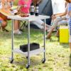 imageVEVOR Stainless Steel Work Table 30 x 48 x 38 Inch with 4 Wheels 3 Adjustable Height Levels Heavy Duty Food Prep Worktable for Commercial Kitchen Restaurant Silver24 x 24 x 38 Inch