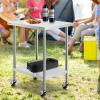 imageVEVOR Stainless Steel Work Table 30 x 48 x 38 Inch with 4 Wheels 3 Adjustable Height Levels Heavy Duty Food Prep Worktable for Commercial Kitchen Restaurant Silver24 x 30 x 38 inch