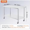 imageVEVOR Stainless Steel Work Table 30 x 48 x 38 Inch with 4 Wheels 3 Adjustable Height Levels Heavy Duty Food Prep Worktable for Commercial Kitchen Restaurant Silver30 x 60 x 38 Inch