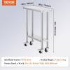 imageVEVOR Stainless Steel Work Table 30 x 48 x 38 Inch with 4 Wheels 3 Adjustable Height Levels Heavy Duty Food Prep Worktable for Commercial Kitchen Restaurant Silver30 x 12 x 38 inch