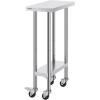 imageVEVOR Stainless Steel Work Table 30 x 48 x 38 Inch with 4 Wheels 3 Adjustable Height Levels Heavy Duty Food Prep Worktable for Commercial Kitchen Restaurant Silver24 x 12 x 38 Inch