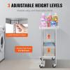 imageVEVOR Stainless Steel Work Table 30 x 48 x 38 Inch with 4 Wheels 3 Adjustable Height Levels Heavy Duty Food Prep Worktable for Commercial Kitchen Restaurant Silver24 x 18 x 38 Inch