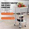 imageVEVOR Stainless Steel Work Table 30 x 48 x 38 Inch with 4 Wheels 3 Adjustable Height Levels Heavy Duty Food Prep Worktable for Commercial Kitchen Restaurant Silver24 x 18 x 38 Inch