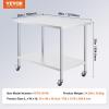 imageVEVOR Stainless Steel Work Table 30 x 48 x 38 Inch with 4 Wheels 3 Adjustable Height Levels Heavy Duty Food Prep Worktable for Commercial Kitchen Restaurant Silver30 x 48 x 38 Inch
