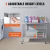 imageVEVOR Stainless Steel Work Table 30 x 48 x 38 Inch with 4 Wheels 3 Adjustable Height Levels Heavy Duty Food Prep Worktable for Commercial Kitchen Restaurant Silver30 x 48 x 38 Inch