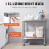 imageVEVOR Stainless Steel Work Table 30 x 48 x 38 Inch with 4 Wheels 3 Adjustable Height Levels Heavy Duty Food Prep Worktable for Commercial Kitchen Restaurant Silver30 x 18 x 38 Inch